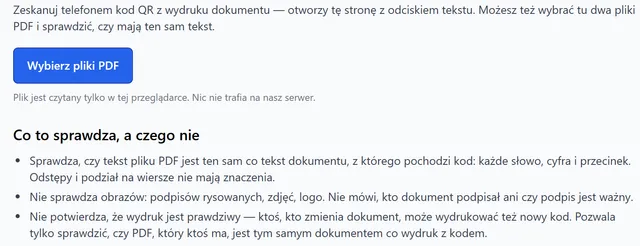 Document generator: page that checks whether a PDF is the same document
