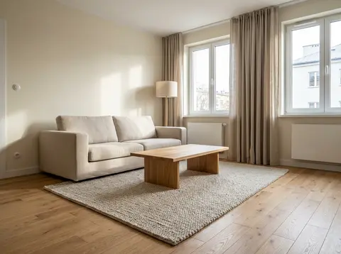 A furnished living room in a new apartment—illustration